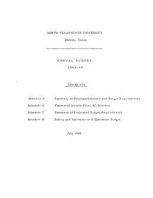 Primary view of object titled 'North Texas State University Budget: 1968-1969'.