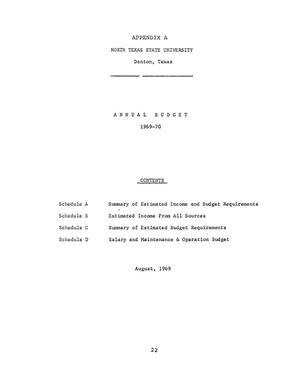 Primary view of object titled 'North Texas State University Budget: 1969-1970'.