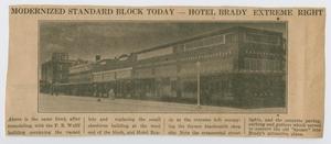 Primary view of object titled '[Clipping: Modernized Standard Block Today - Hotel Brady Extreme Right]'.