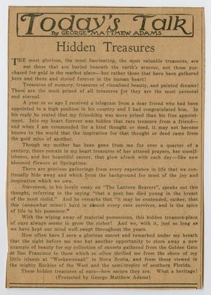 Primary view of object titled '[Clipping: Today's Talk - Hidden Treasures]'.