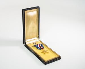 Primary view of object titled '[Barsanti's Silver Star medal with three oak leaf clusters]'.