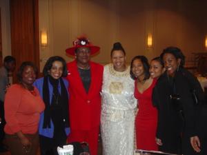 Primary view of object titled '[Cheylon Brown and others at 2005 Black History Month event]'.