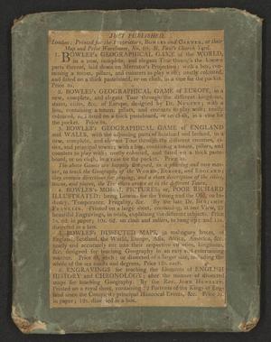 Stained and scuffed blue rectangular case with full length label including list of publications by the same publisher.