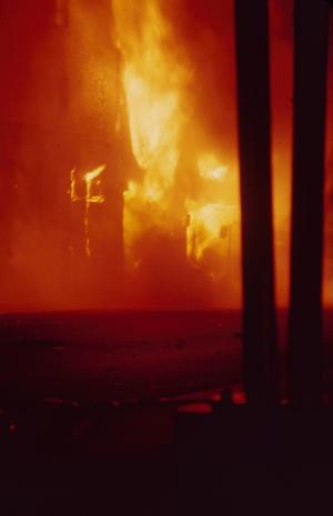 Primary view of object titled '[Building Fire in Detroit]'.