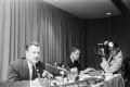 Photograph: [Nelson A. Rockefeller at panel in the Sheraton Hotel]