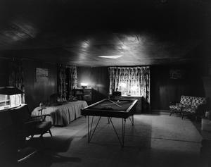 Primary view of [Photograph of the interior of a room with a billiard table]