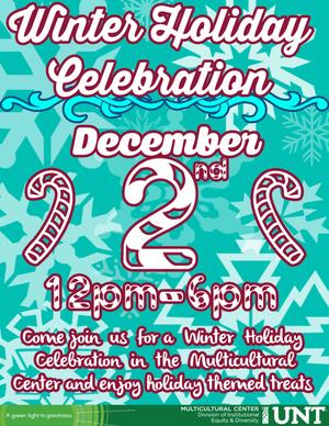 Primary view of object titled '[Flyer: Winter Holiday Celebration December 2nd]'.