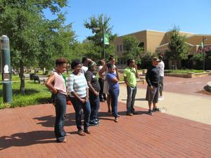 Primary view of object titled '[BSE Training outside on UNT campus]'.