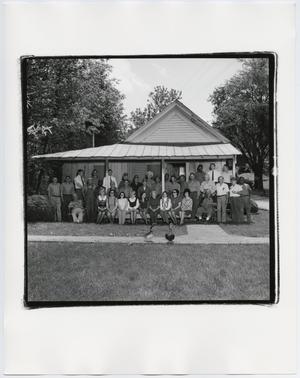 Primary view of object titled '[Jack Daniel's workers on Jack Daniel's Old Office Porch]'.