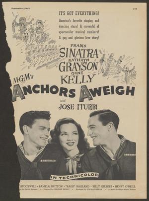 Primary view of object titled '[Esquire Magazine clipping featuring a movie ad for "Anchors Aweigh"]'.