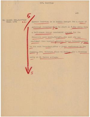 Primary view of object titled '[News Script: Mrs. McGovern]'.