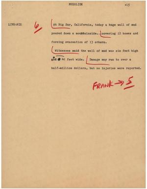 Primary view of object titled '[News Script: Mudslide]'.