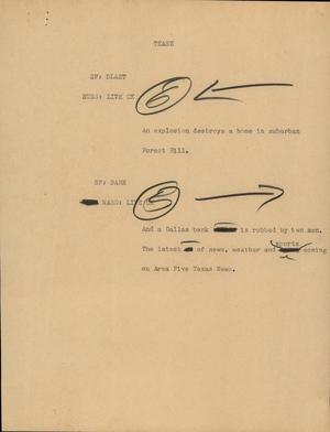 Primary view of object titled '[News Script: Fire explosion]'.