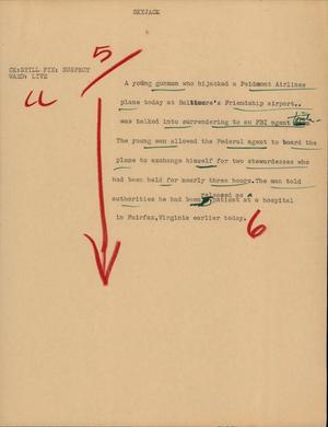 Primary view of object titled '[News Script: Skyjack]'.