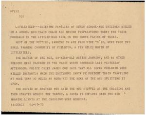 Primary view of object titled '[News Script: Train accident]'.