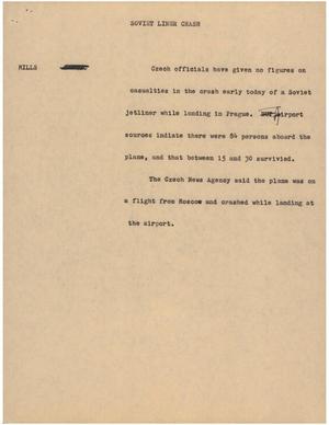 Primary view of object titled '[News Script: Soviet liner crash]'.