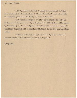 Primary view of object titled '[News Script: Trinity jobs]'.