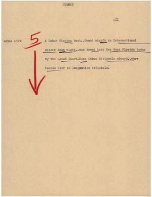 Primary view of object titled '[News Script: Cubans]'.