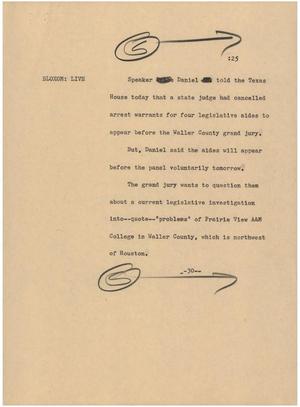 Primary view of object titled '[News Script: No warrant]'.