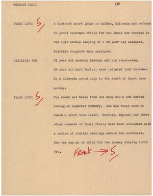 Primary view of object titled '[News Script: McCrary trial]'.