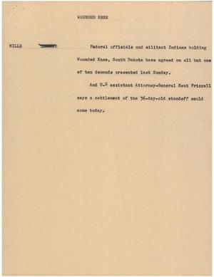 Primary view of object titled '[News Script: Wounded Knee]'.