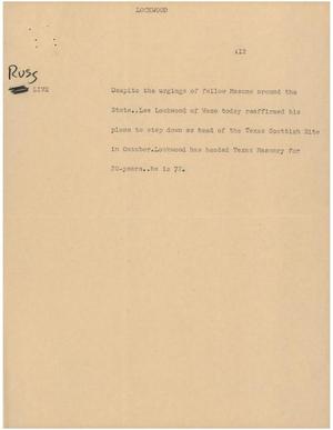 Primary view of object titled '[News Script: Lockwood]'.