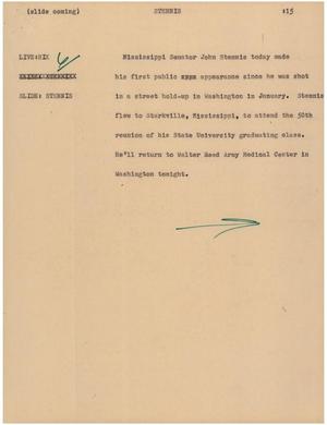 Primary view of object titled '[News Script: Stennis]'.