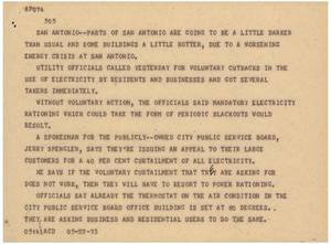 Primary view of object titled '[News Script: San Antonio electricity]'.