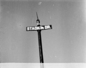 Primary view of object titled '[Street sign for Stadium Drive]'.
