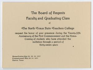 Primary view of object titled '[Commencement Program Invitation for North Texas State Teachers College, May 1927 ]'.