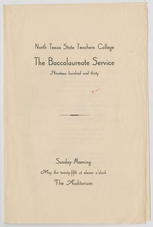 Primary view of object titled '[Commencement Program for North Texas State Teachers College, May 25, 1930]'.