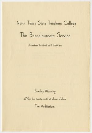 Primary view of object titled '[Commencement Program for North Texas State Teachers College, May 29, 1932]'.