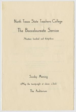 Primary view of object titled '[Commencement Program for North Texas State Teachers College, May 28, 1933]'.
