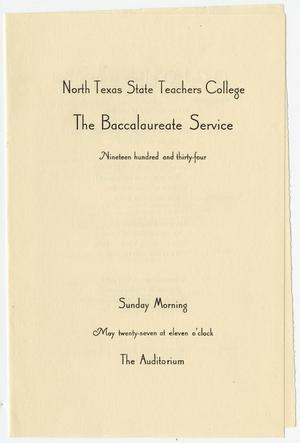 Primary view of object titled '[Commencement Program for the North Texas State Teachers College, May 27, 1934]'.