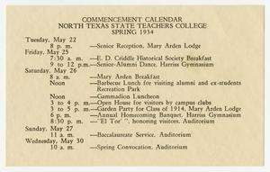 Primary view of object titled '[Commencement Calendar for North Texas State Teachers College, May 1934]'.