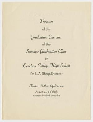 Primary view of object titled '[Commencement Program for the Teachers College High School, August 21, 1935]'.