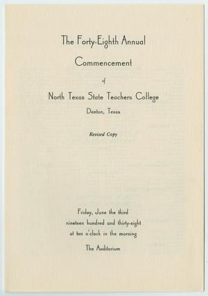 Primary view of object titled '[Revised Commencement Program for North Texas State Teachers College, June 3, 1938]'.