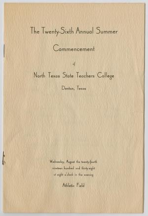 Primary view of object titled '[Commencement Program for North Texas State Teachers College, August 24, 1938]'.