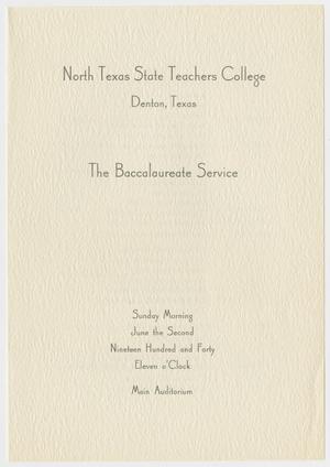 Primary view of object titled '[Commencement Program for North Texas State Teachers College, June 2, 1940]'.