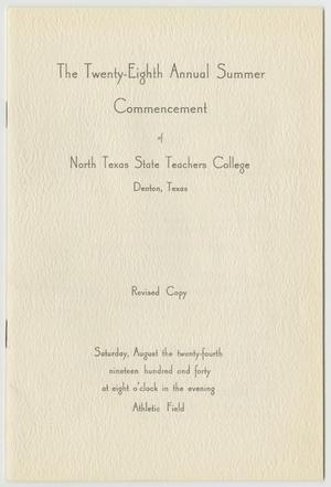 Primary view of object titled '[Revised Commencement Program for North Texas State Teachers College, August 24, 1940]'.