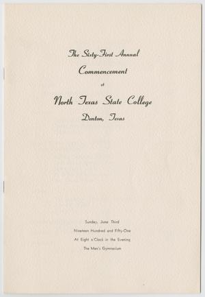 Primary view of object titled '[Commencement Program for North Texas State College, June 3, 1951]'.