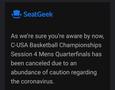 Primary view of [Message regarding cancelation of basketball tournament]