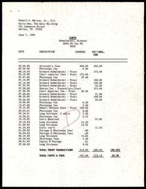 Primary view of object titled '[List of costs for Richard Schwiderski from Donald J. Maison, Jr. P.C.]'.