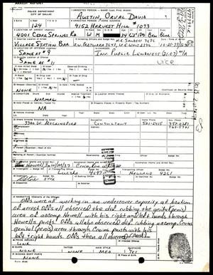 Primary view of object titled '[Austin arrest report - Village Station Raid]'.