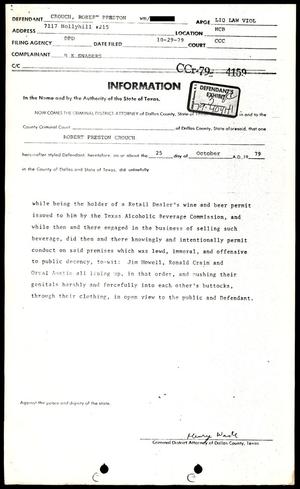 Primary view of object titled '[Crouch arrest report - Village Station Raid]'.