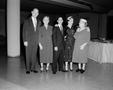 Photograph: [Two men and three women in formal attire]