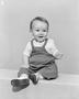 Photograph: [Toddler boy in overalls, boots and a short-sleeve shirt, 6]
