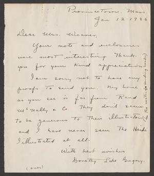 Primary view of object titled '[Letter from Dorothy Lake Gregory to Gustine Courson Weaver]'.