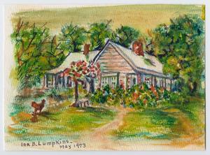 Primary view of object titled '[Painting of the Joseph N. Whittenburg Log Cabin]'.