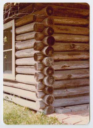 Primary view of object titled '[The corner of a log cabin in Montgomery County]'.
